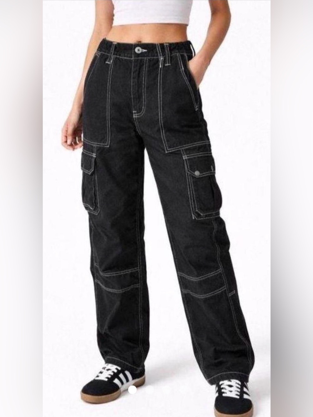 Urban Outfitters BDG Skate black cargo jeans wide leg high waist barrel leg 27